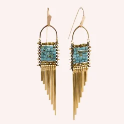 New Betsy & Iya Asymmetrical Turquoise Earrings