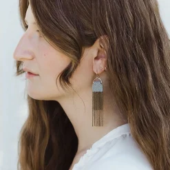 Best Betsy & Iya Curtain Earrings in Blue Grey