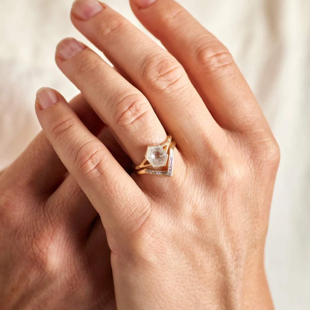 Fashion Betsy & Iya Dea Ring - Hexagon Salt & Pepper Diamond Ring