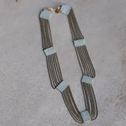 Hot Betsy & Iya Eternity Necklace in Blue Grey