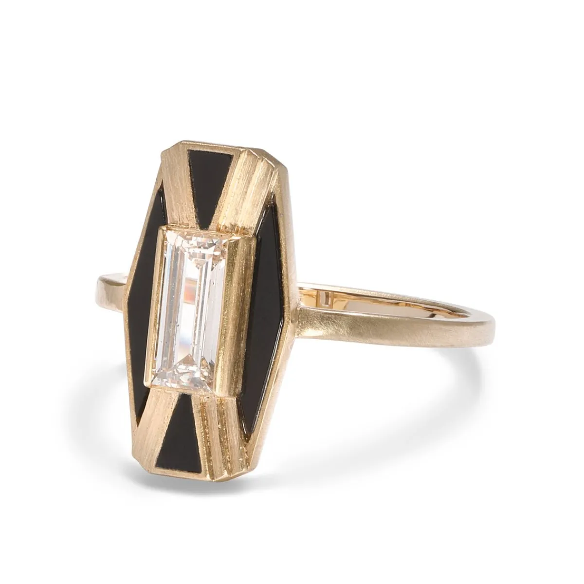 New Betsy & Iya Imber Ring - 14k Gold Diamond & Black Jasper