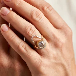 Clearance Betsy & Iya Levo 14k Gold Diamond Stacking Ring