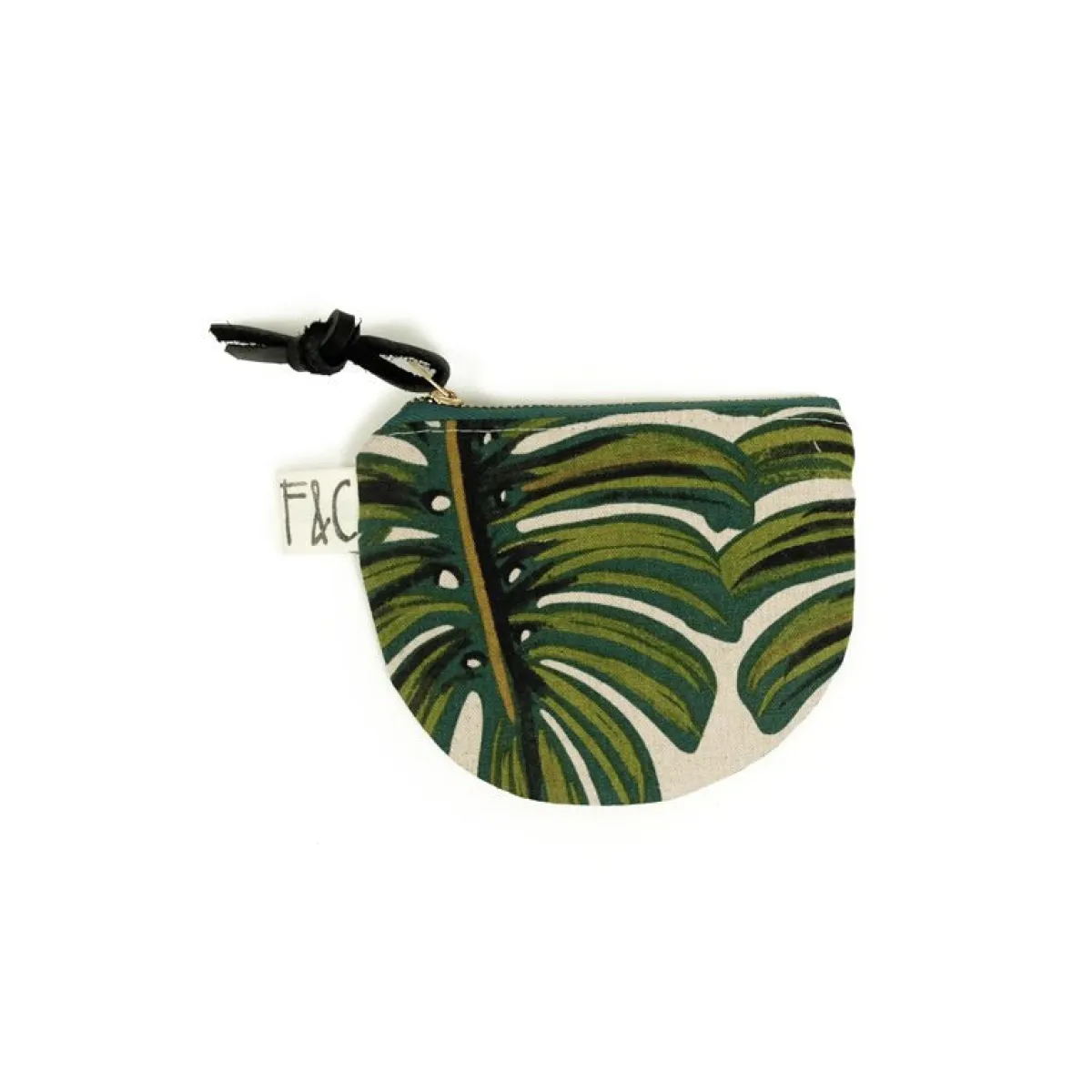 Clearance Betsy & Iya Richmond Half Moon Pouch in Monstera Linen Canvas