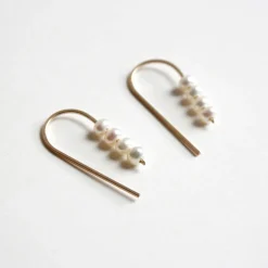 Best Betsy & Iya Short Arc Threader Earrings with Multiple Small Pearls