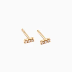 Online Betsy & Iya Three Stone Diamond Bar Stud Earrings